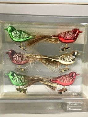 Martha Stewart Living Bird Ornaments Clip-On Shatter-Resistant Multi-Color 6Pcs